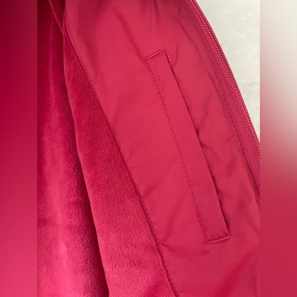 Lands End women’s high / mock neck pink fleece lined quilted short jacket;size S - Picture 7 of 8